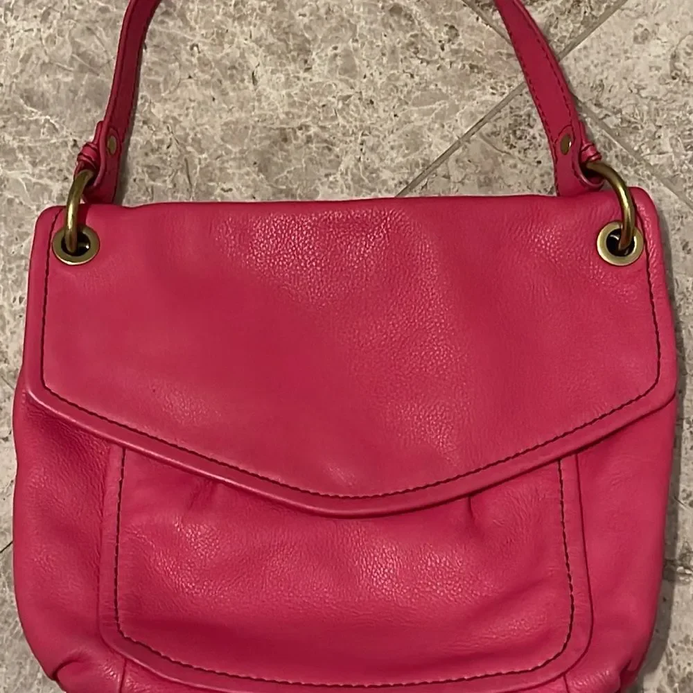 Fossil Long Live Vintage Leather Shoulder Bag SHB5054 Pink Pebbled Leather